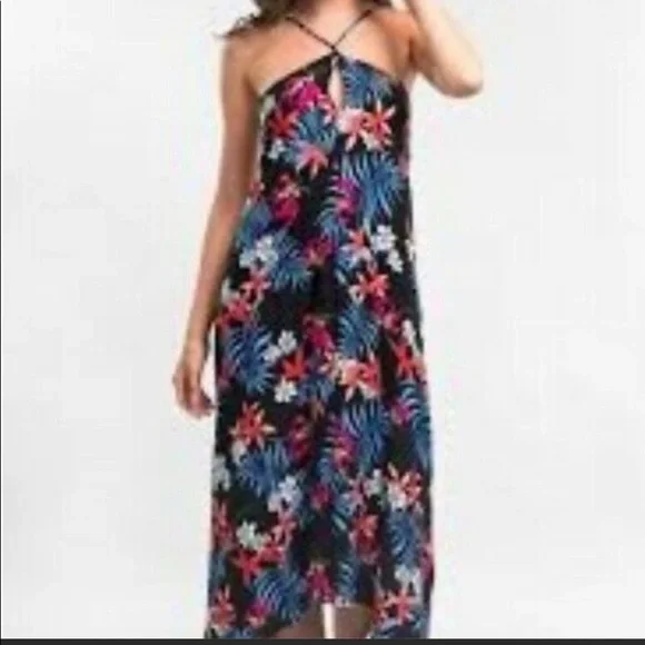 Lovestitch Tropical Print Halter Keyhole Dress S/M - Picture 1 of 8